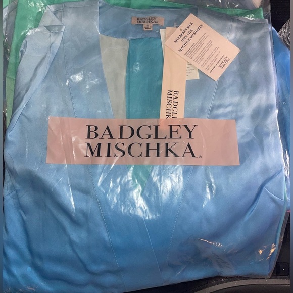 NEW Washable Mulberry Silk Ombre Tie Front Cardigan-Robe, Blue/Aqua, XS, S, Lg - Picture 3 of 5